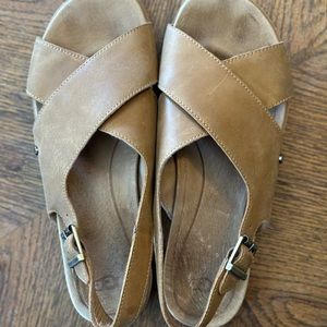 UGG Kamila Cross Strap Tan Leather Sandals